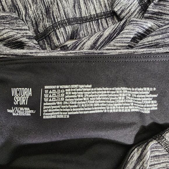 Victoria's Secret Sport Womens Leggings Large Short Pockets Knockout Gray Black - Picture 7 of 8